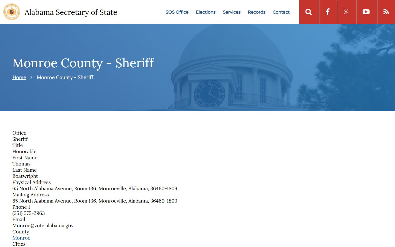 Monroe County sheriff directory entry for detention facility inmate lookup