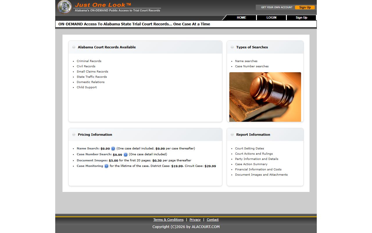 Alacourt ACCESS portal for Monroe County arrest records and court charges